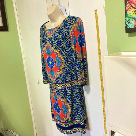 LAUNDRY By Shelli Segal Bohemian Mandala Geometric Dress Women XS - Picture 4 of 14